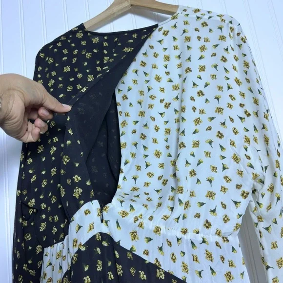 ELIE TAHARI Floral Print Silk Midi-Dress V-Neck Lined Size Large - Picture 16 of 17